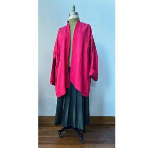 Vintage Nayika Y2K Quilted Silk Kimono Jacket in Bright Lipstick Red Medium